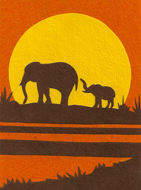Elephants at Sunrise card - Stationery - Eighteen Rabbit Fair Trade 